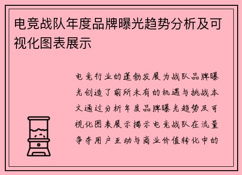 电竞战队年度品牌曝光趋势分析及可视化图表展示